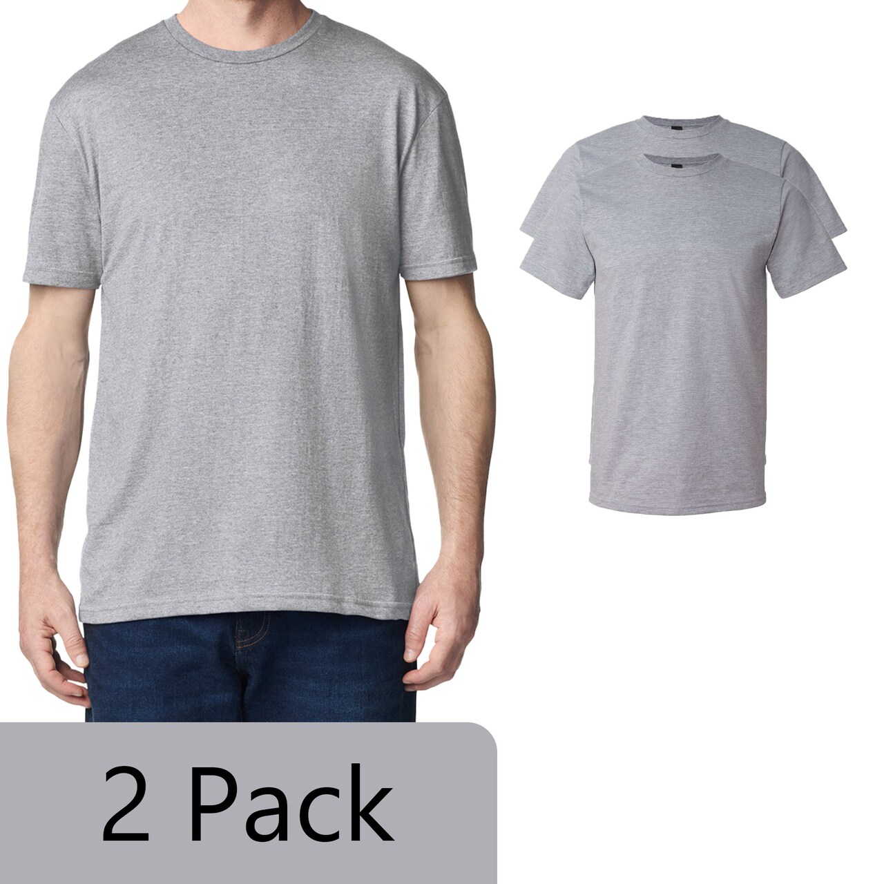 Gildan Unisex Softstyle Lightweight Crewneck T-Shirt Set for Heat Transfer, Heather Grey Short Sleeve